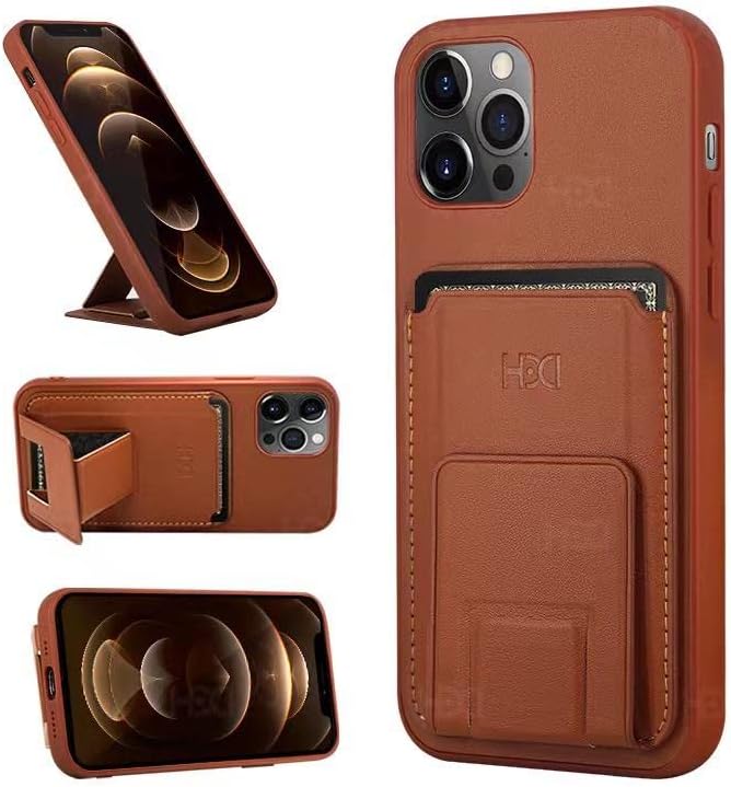 HDD iPhone 14 Pro Ultra Slim Phone Case with Card Holder Grip | Brown HDD iPhone 14 Pro Ultra Slim Phone Case with Card Holder Grip | Brown